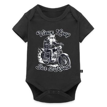 Old Wolf Biker On The Road - Biker - Baby Premium short-sleeve bodysuit - black - Front