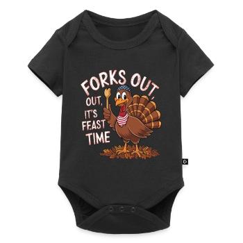 Dinde drôle de Thanksgiving - Body à manches courtes Premium Bébé - noir - Devant
