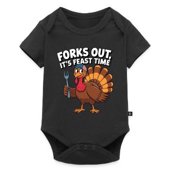 Dinde drôle de Thanksgiving - Body à manches courtes Premium Bébé - noir - Devant