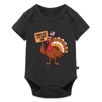 Dinde drôle de Thanksgiving - Body à manches courtes Premium Bébé - noir - Devant