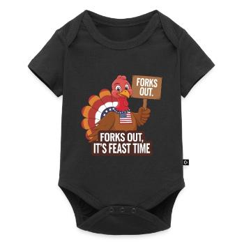 Dinde drôle de Thanksgiving - Body à manches courtes Premium Bébé - noir - Devant
