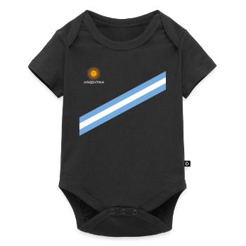 Argentinien Geschenk Argentina Argentine Flagge - Baby Premium Kurzarmbody - Schwarz - Vorne
