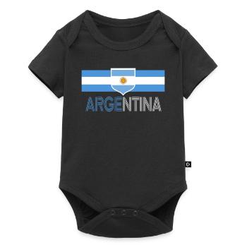 Argentinien Geschenk Argentina Argentine Flagge - Baby Premium Kurzarmbody - Schwarz - Vorne