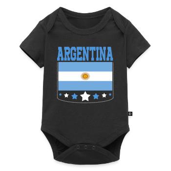 Argentinien Geschenk Argentina Argentine Flagge - Baby Premium Kurzarmbody - Schwarz - Vorne