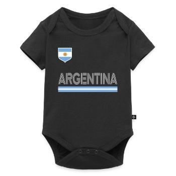 Argentinien Geschenk Argentina Argentine Flagge - Baby Premium Kurzarmbody - Schwarz - Vorne