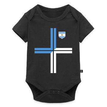 Argentinien Geschenk Argentina Argentine Flagge - Baby Premium Kurzarmbody - Schwarz - Vorne