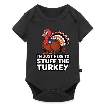 Dinde drôle de Thanksgiving - Body à manches courtes Premium Bébé - noir - Devant