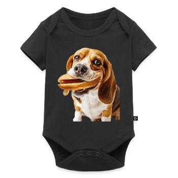Beagle - Baby Premium Kurzarmbody - Schwarz - Vorne