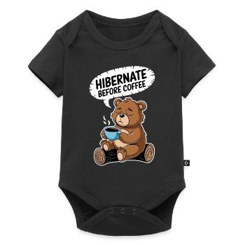 Ours douillet avant l’heure du café - Body à manches courtes Premium Bébé - noir - Devant