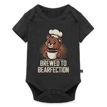 Coffee Lover Bear with Cute Hatter - Baby Premium short-sleeve bodysuit - black - Front