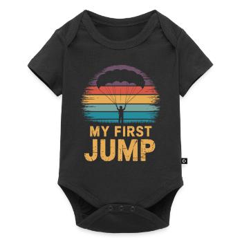 Mein Erster Sprung Fallschirmspringen Retro - Baby Premium Kurzarmbody - Schwarz - Vorne