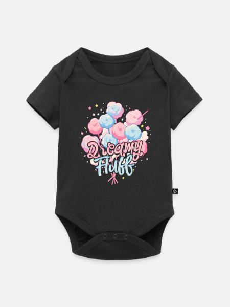 Zuckerwatte Dreamy Fluff - Baby Premium Kurzarmbody - Schwarz