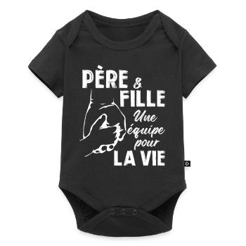 Père et fille une equipe pour la vie - Body à manches courtes Premium Bébé - noir - Devant