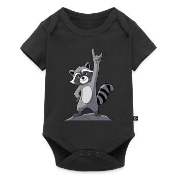 Rock On Raccoon avec des gestes cool - Body à manches courtes Premium Bébé - noir - Devant