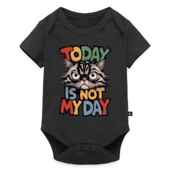 Angry Cat "Today Is Not My Day" Sarcastic Art - Baby Premium short-sleeve bodysuit - black - Front