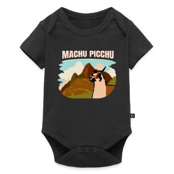 Machu Picchu Lama et panorama montagneux - Body à manches courtes Premium Bébé - noir - Devant