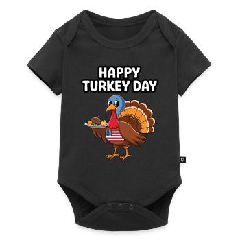 Dinde drôle de Thanksgiving - Body à manches courtes Premium Bébé - noir - Devant