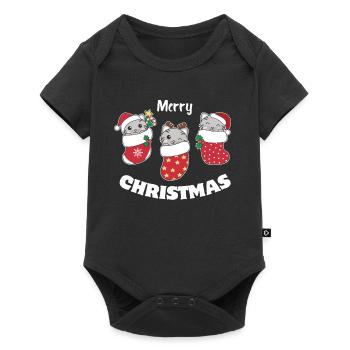 Chats mignons en chaussettes de Noël pour Noël - Body à manches courtes Premium Bébé - noir - Devant