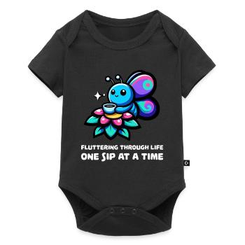 Voltigeant dans la vie Café Papillon - Body à manches courtes Premium Bébé - noir - Devant