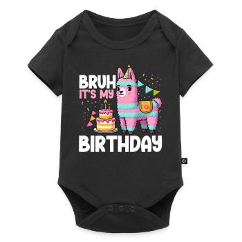 Lama Pinata Süße Alpaka -Tiergeburtstagsfiesta - Baby Premium Kurzarmbody - Schwarz - Vorne