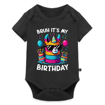 Lama Pinata Süße Alpaka -Tiergeburtstagsfiesta - Baby Premium Kurzarmbody - Schwarz - Vorne