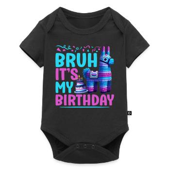 Lama Pinata Süße Alpaka -Tiergeburtstagsfiesta - Baby Premium Kurzarmbody - Schwarz - Vorne