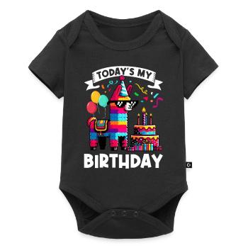 Lama Pinata Süße Alpaka -Tiergeburtstagsfiesta - Baby Premium Kurzarmbody - Schwarz - Vorne