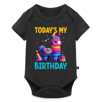 Lama Pinata Süße Alpaka -Tiergeburtstagsfiesta - Baby Premium Kurzarmbody - Schwarz - Vorne