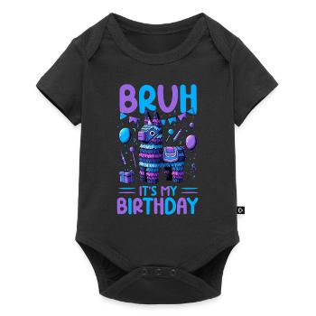 Lama Pinata Süße Alpaka -Tiergeburtstagsfiesta - Baby Premium Kurzarmbody - Schwarz - Vorne