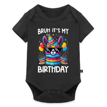 Lama Pinata Süße Alpaka -Tiergeburtstagsfiesta - Baby Premium Kurzarmbody - Schwarz - Vorne