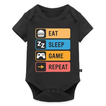 Eating, sleeping, gaming, repeating – gamer saying - Baby Premium short-sleeve bodysuit - black - Front