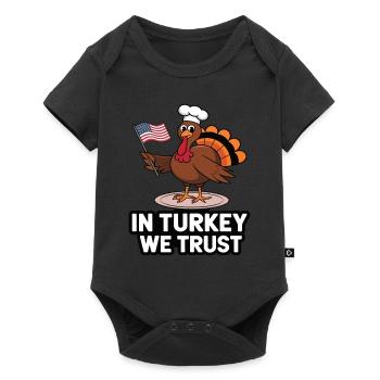 Dinde drôle de Thanksgiving - Body à manches courtes Premium Bébé - noir - Devant