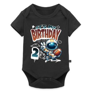 Astronaute 2e anniversaire Football - Body à manches courtes Premium Bébé - noir - Devant
