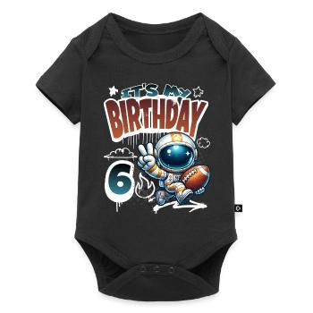 Astronaute 6e anniversaire Football - Body à manches courtes Premium Bébé - noir - Devant