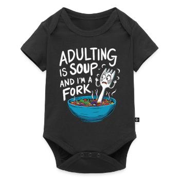 L’âge adulte est une soupe et je suis une fourchette Drôle Racontable - Body à manches courtes Premium Bébé - noir - Devant