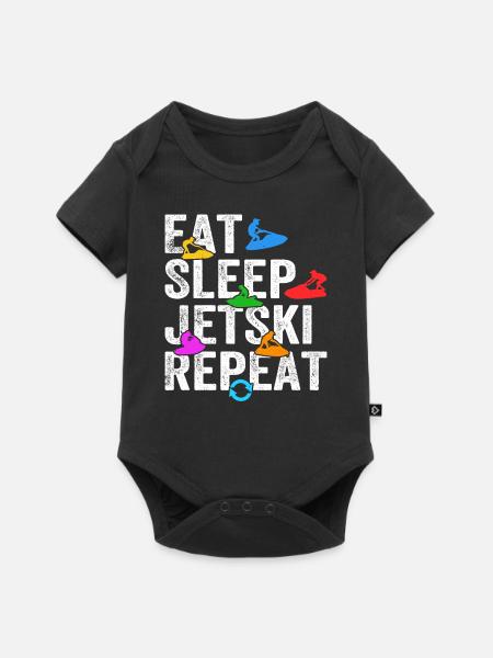 Eat Sleep Jetski Repeat - miłośnik skuterów wodnych - Body niemowlęce premium z krótkim rękawem  - czarny