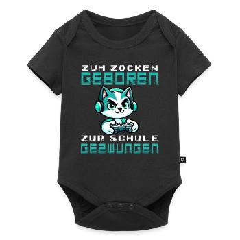 Zum Zocken geboren zur Schule gezwungen Katze - Baby Premium Kurzarmbody - Schwarz - Vorne