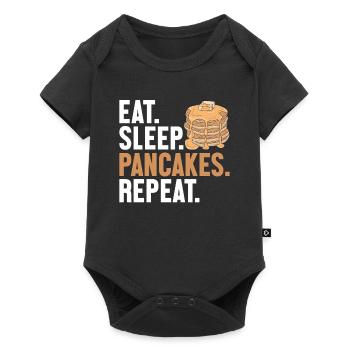 Manger des crêpes pour dormir Répéter les recettes Griddlecake - Body à manches courtes Premium Bébé - noir - Devant