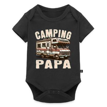 Camping Papa - Baby Premium Kurzarmbody - Schwarz - Vorne