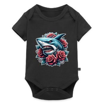 Roses de requin - Body à manches courtes Premium Bébé - noir - Devant