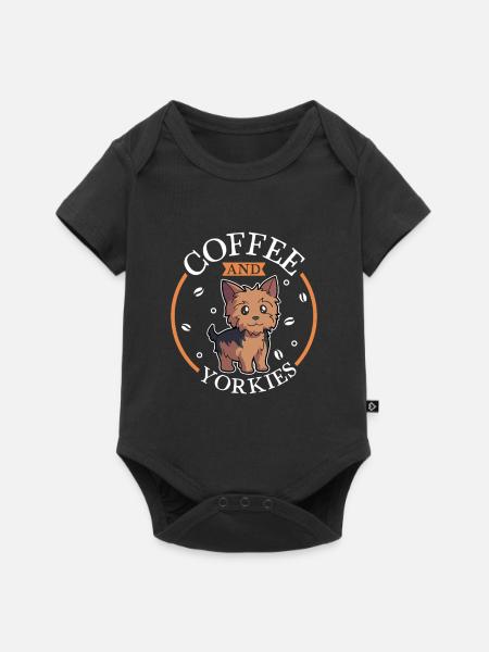 Kaffee und Yorkshire Terrier - Baby Premium Kurzarmbody - Schwarz