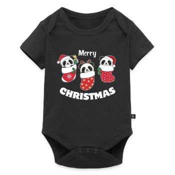 Panda mignon en chaussette de Noël pour panda de Noël - Body à manches courtes Premium Bébé - noir - Devant