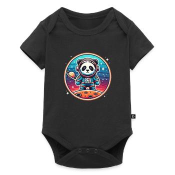 Panda Astronaut - Baby Premium Kurzarmbody - Schwarz - Vorne