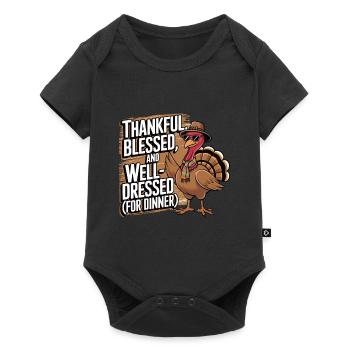 Funny Thanksgiving Turkey - Baby Premium short-sleeve bodysuit - black - Front