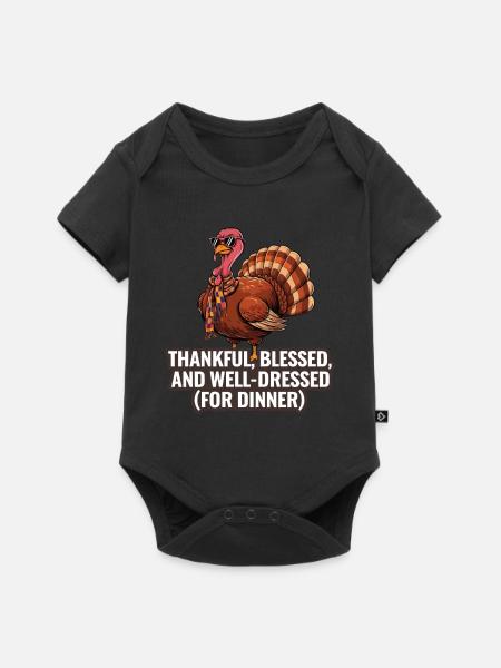 Lustiger Thanksgiving Truthahn - Baby Premium Kurzarmbody - Schwarz