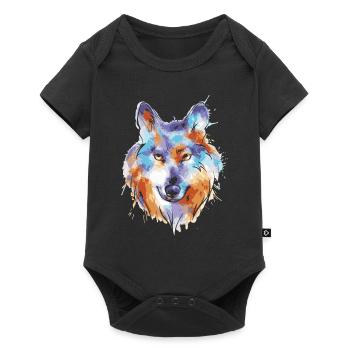 Funny Colorful Wolf Face - Baby Premium short-sleeve bodysuit - black - Front