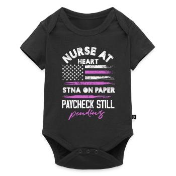nurse at heart stna on paper paycheck Design for a - Baby Premium short-sleeve bodysuit - black - Front
