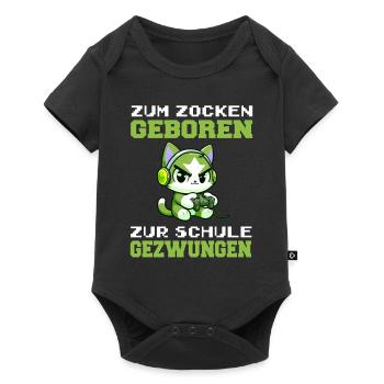 Zum Zocken geboren zur Schule gezwungen Katze - Baby Premium Kurzarmbody - Schwarz - Vorne