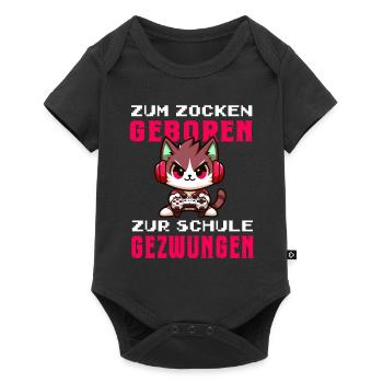 Zum Zocken geboren zur Schule gezwungen Katze - Baby Premium Kurzarmbody - Schwarz - Vorne