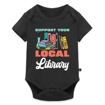Soutenez votre bibliothèque locale Lire des livres - Body à manches courtes Premium Bébé - noir - Devant